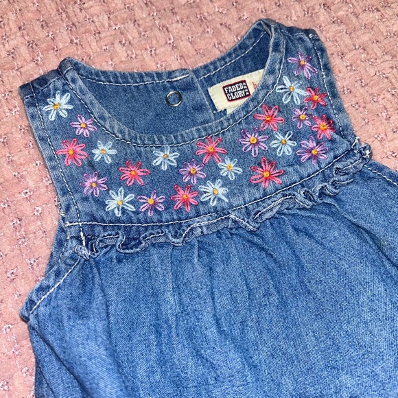 Custom Embroidered Faded Glory Denim Bodysuit Infant 0-3M - Picture 2 of 5